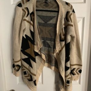 Tan cardigan with print